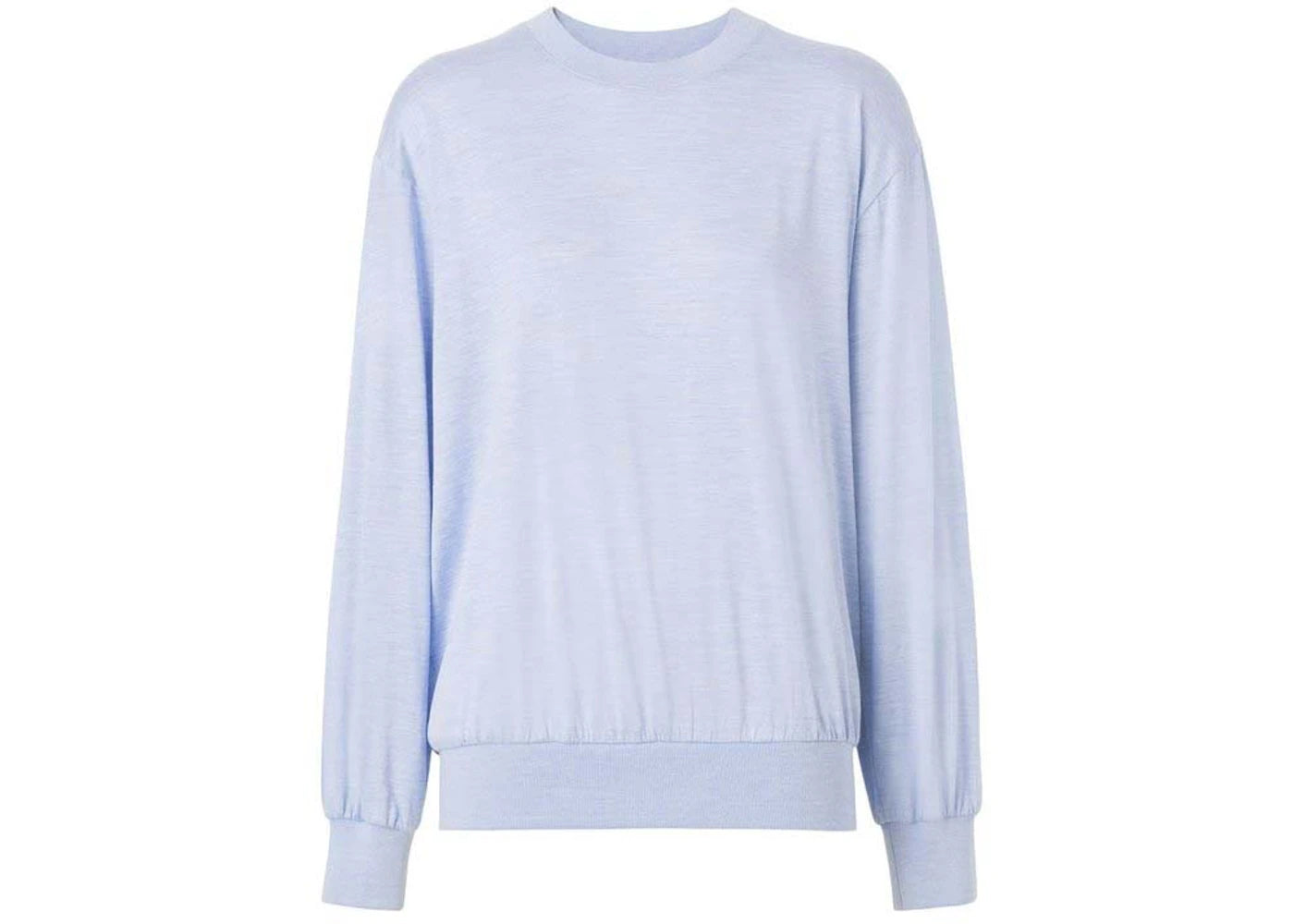 Burberry Long-Sleeve Monogram Motif Silk Cotton Top Light Blue