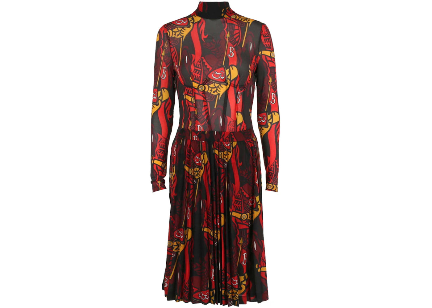 Burberry Long Sleeve Trapeze Dress Black/Multi