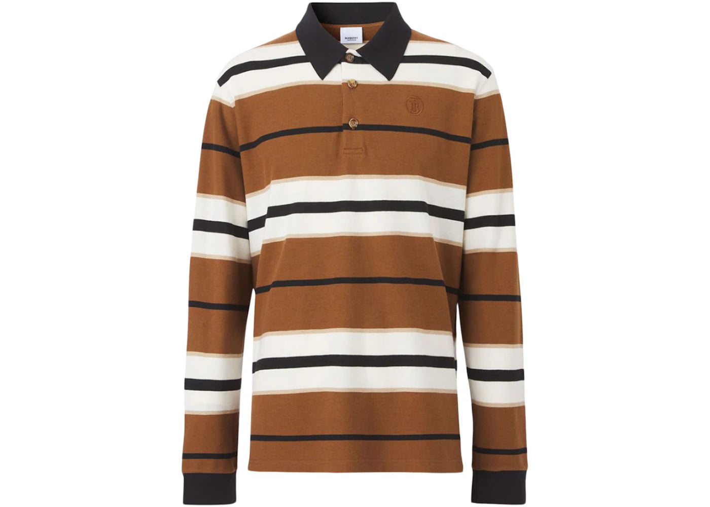 Burberry Long-Sleeved Monogram Polo Shirt Brown White Black