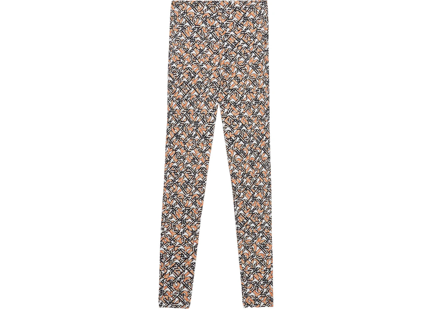 Burberry Madden Monogram-Print High-Rise Stretch-Woven Leggings White/Beige