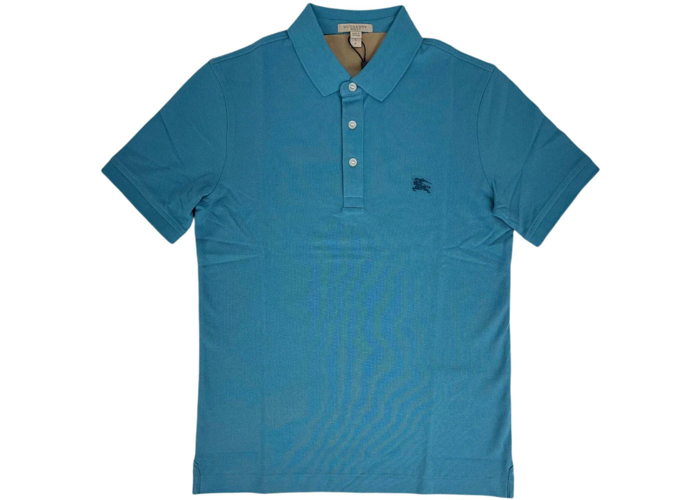 Burberry Men's Cotton Cobalt Embroidered Logo Polo Turquoise - 4061239