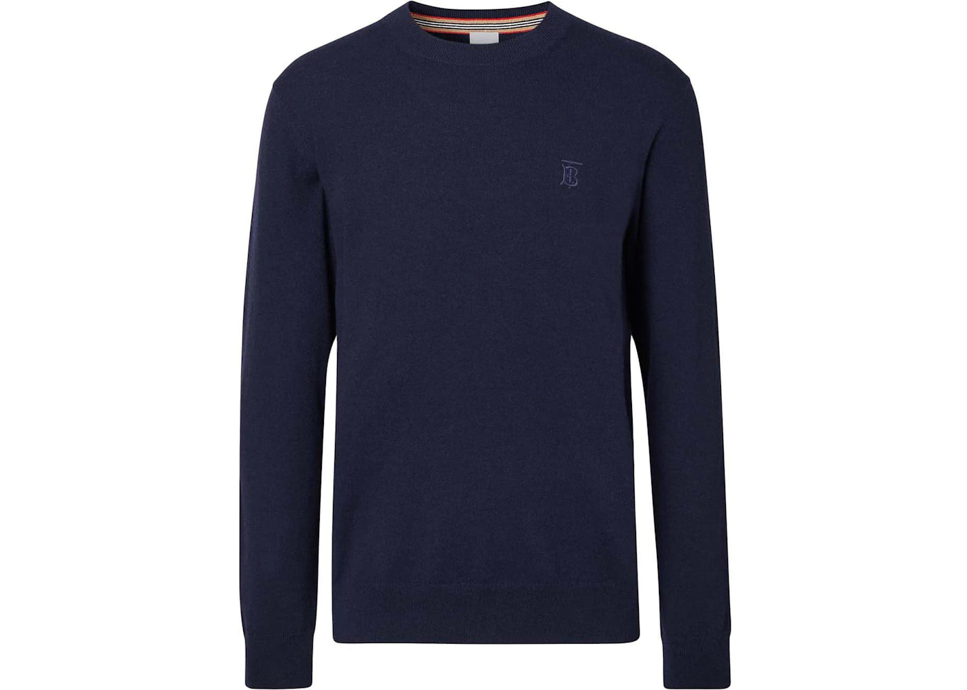 Burberry Monogram-Embroidered Fine-Knit Sweater Navy