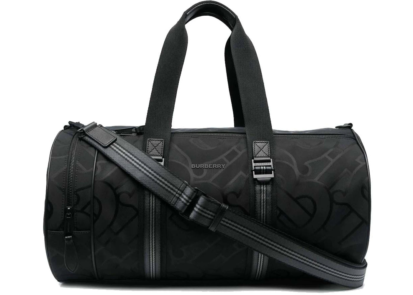 Burberry Monogram Jacquard Medium Barrel Bag Black