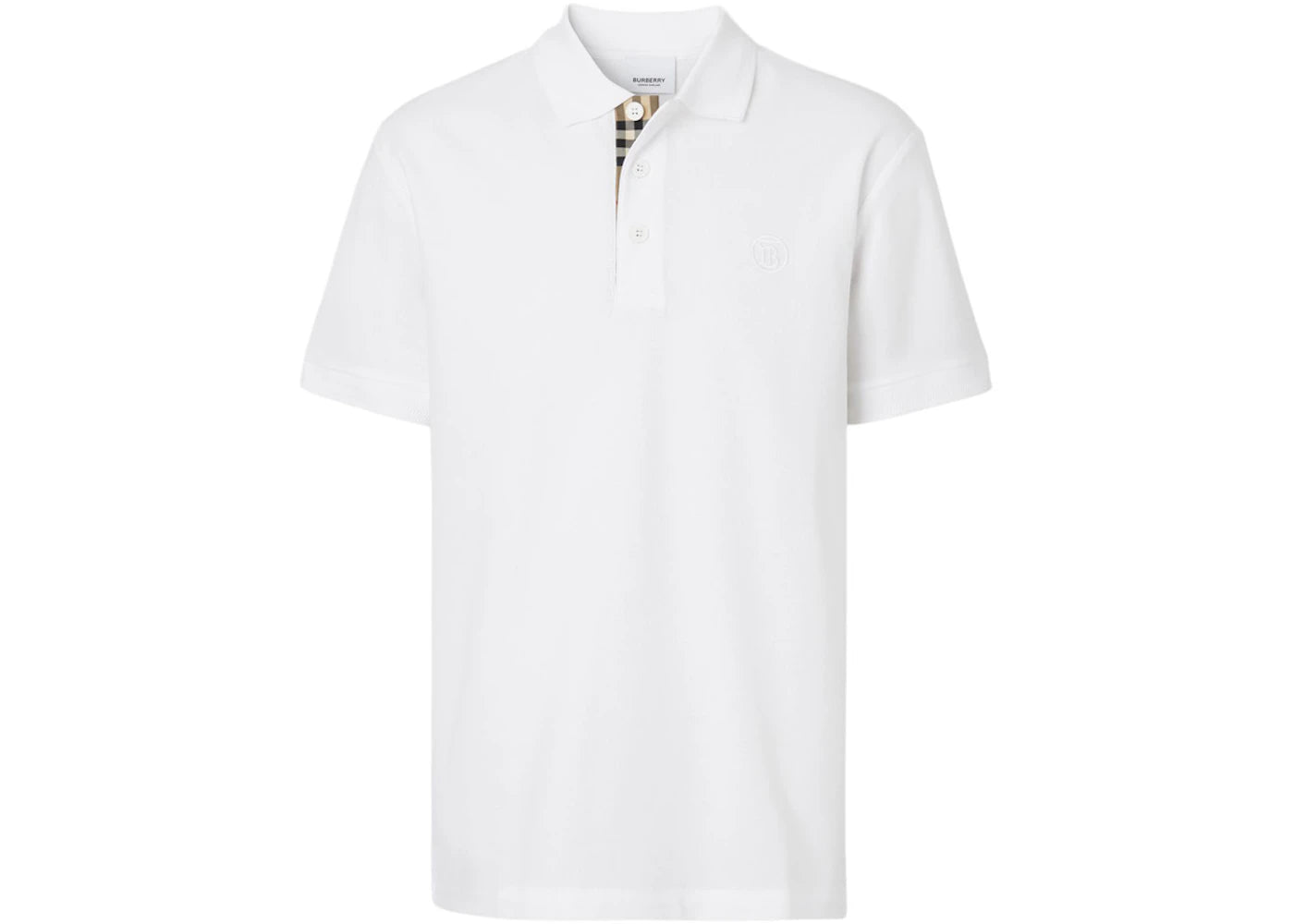 Burberry Monogram Motif Cotton Pique Polo White/Archive Beige