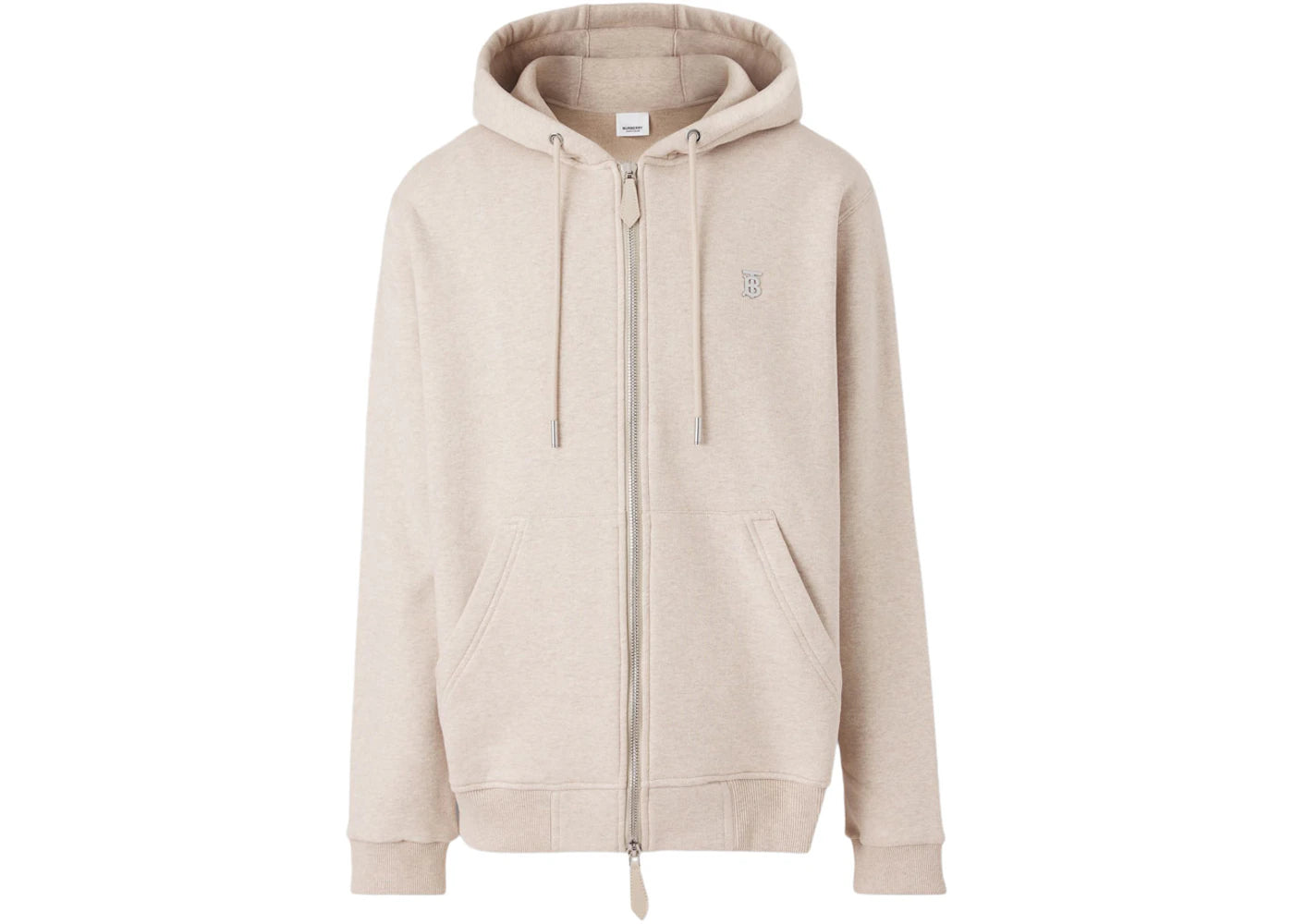 Burberry Monogram Motif Cotton Zip-Up Cashmere Hoodie Soft Fawn Melange