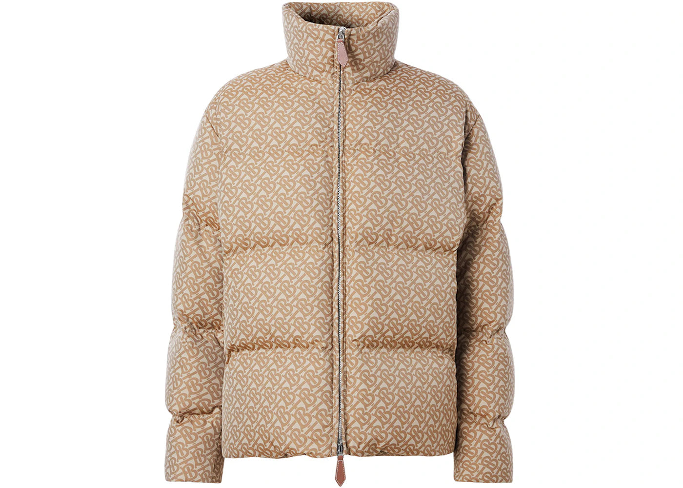 Burberry Monogram Motif Jacquard Puffer Jacket Soft Fawn