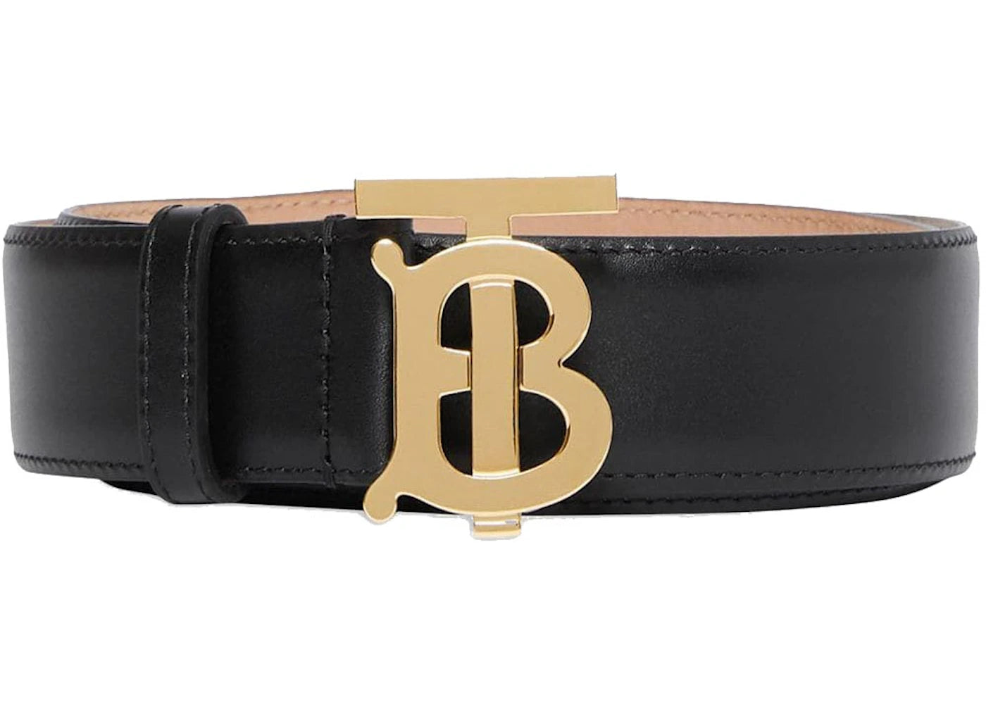 Burberry Monogram Motif Leather Belt 1.4 Width Black