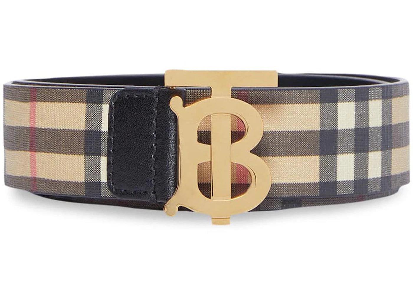 Burberry Monogram Motif Vintage Check E-canvas Belt 1.4 Width Archive Beige