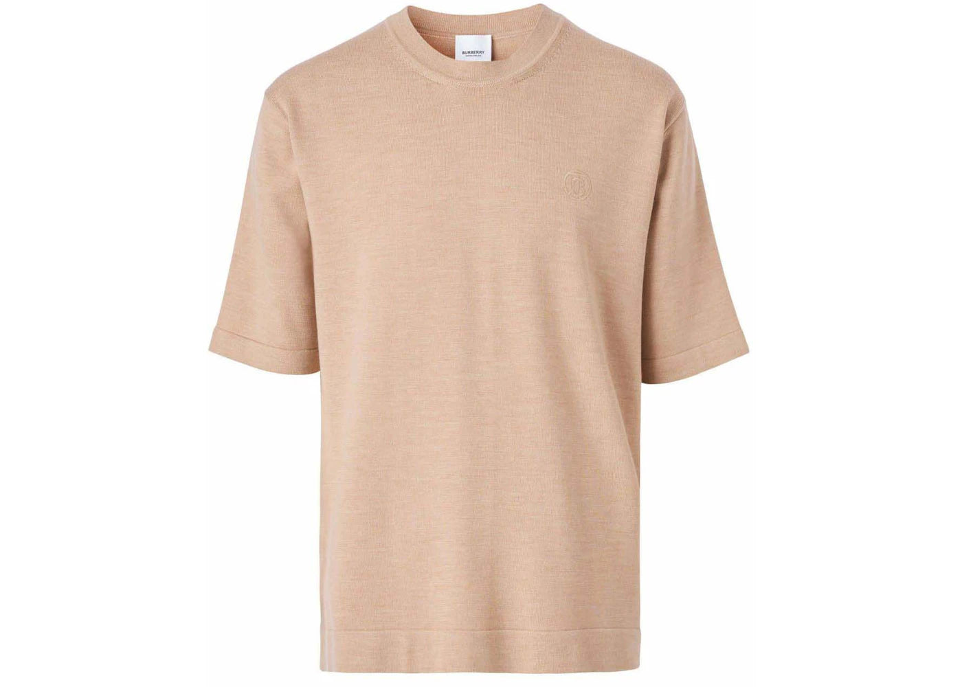 Burberry Monogram Motif Wool-Silk T-Shirt Beige