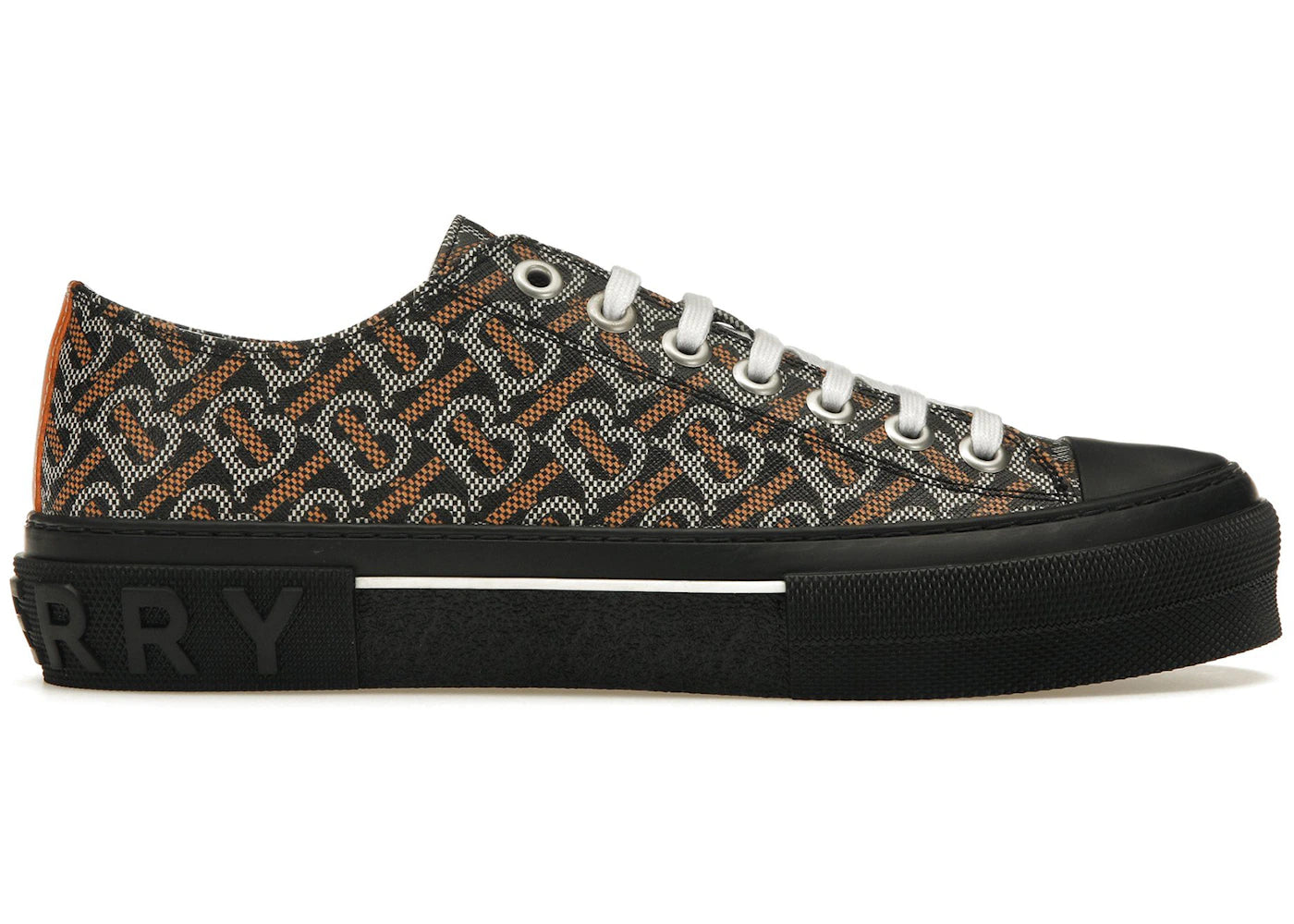 Burberry Monogram Pattern Low Top Black Orange Canvas