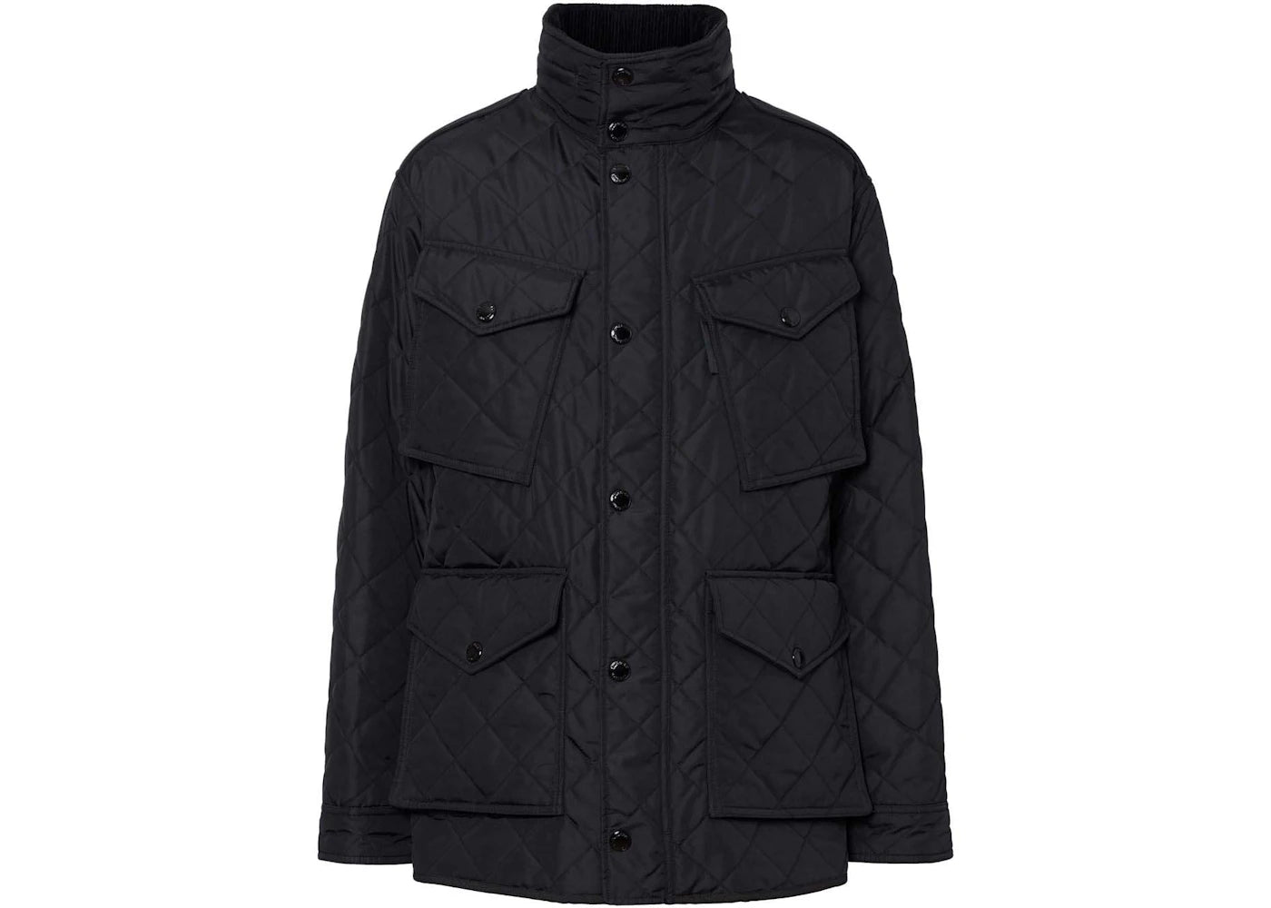 Burberry Packaway Hood Quilted Thermoregulated Field Jacket Black