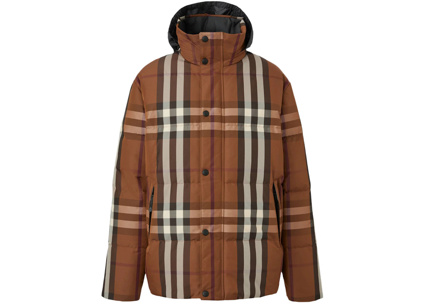 Burberry Packaway Hood Reversible Check Nylon Puffer Jacket Dark Birch Brown