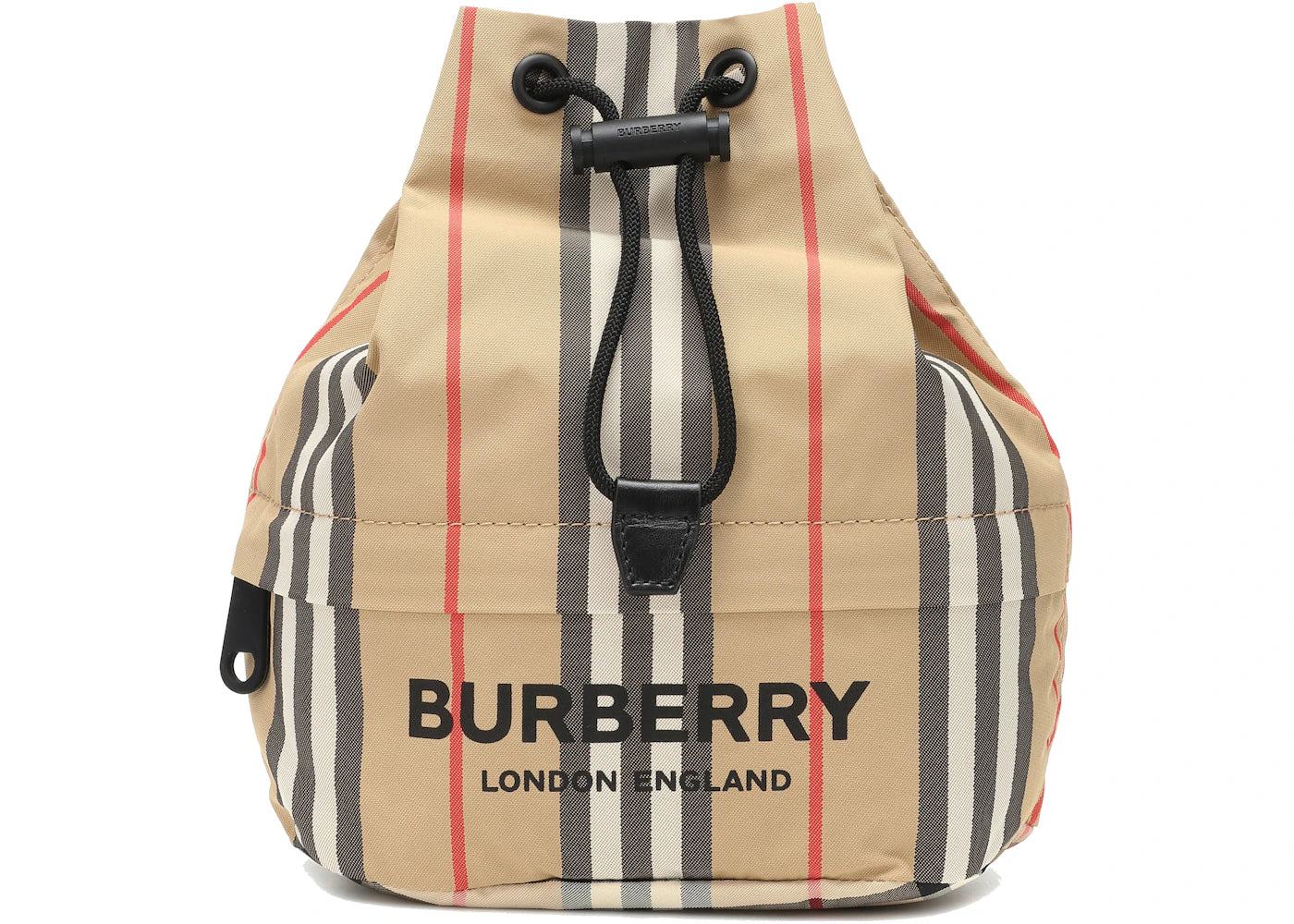 Burberry Phoebe Heritage Stripe Bucket Bag Archive Beige