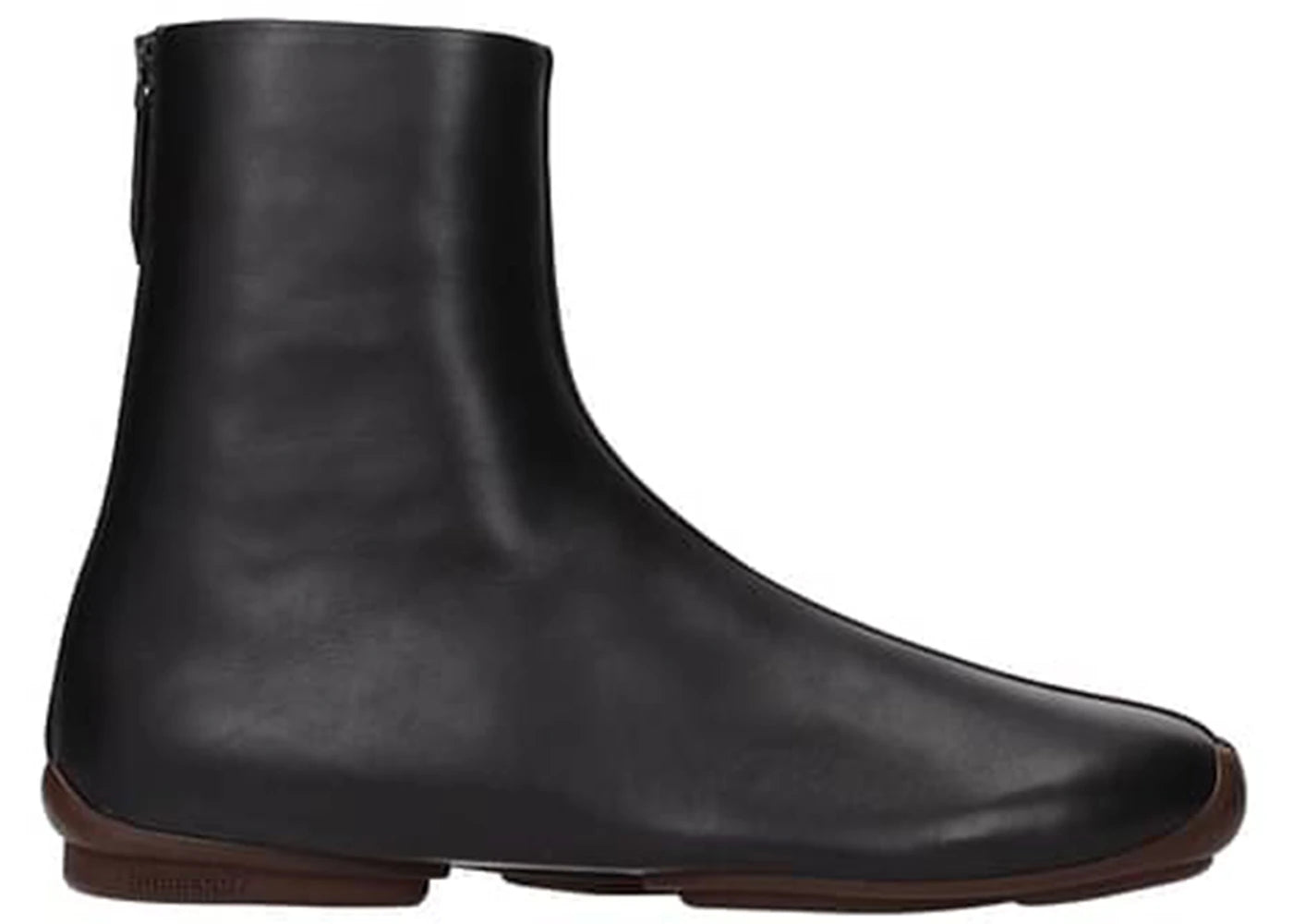 Burberry Phoenix Leather Sock Ankle Boots Black Ebony Brown