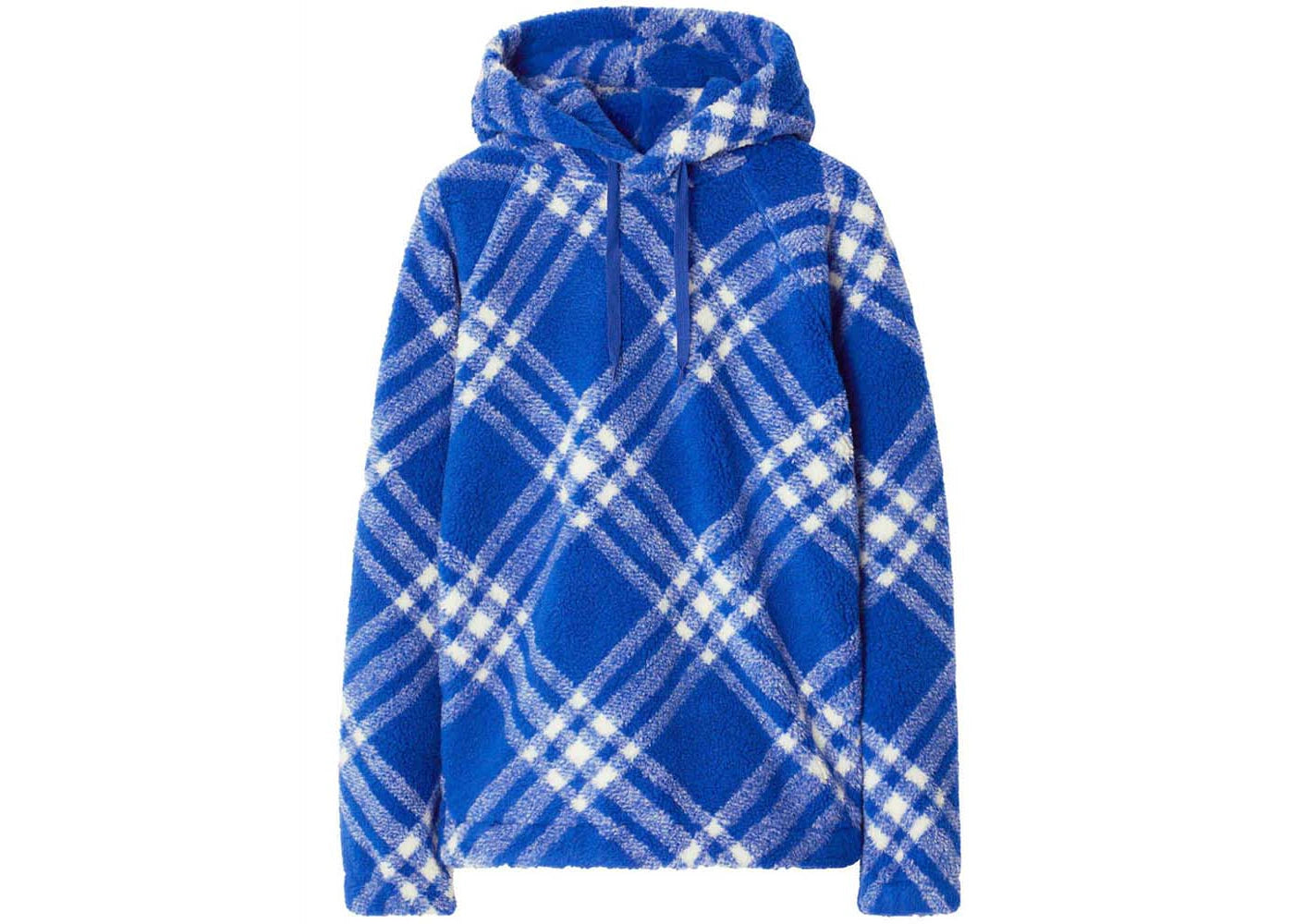 Burberry Plaid-Check Pattern Fleece Hoodie Blue/White