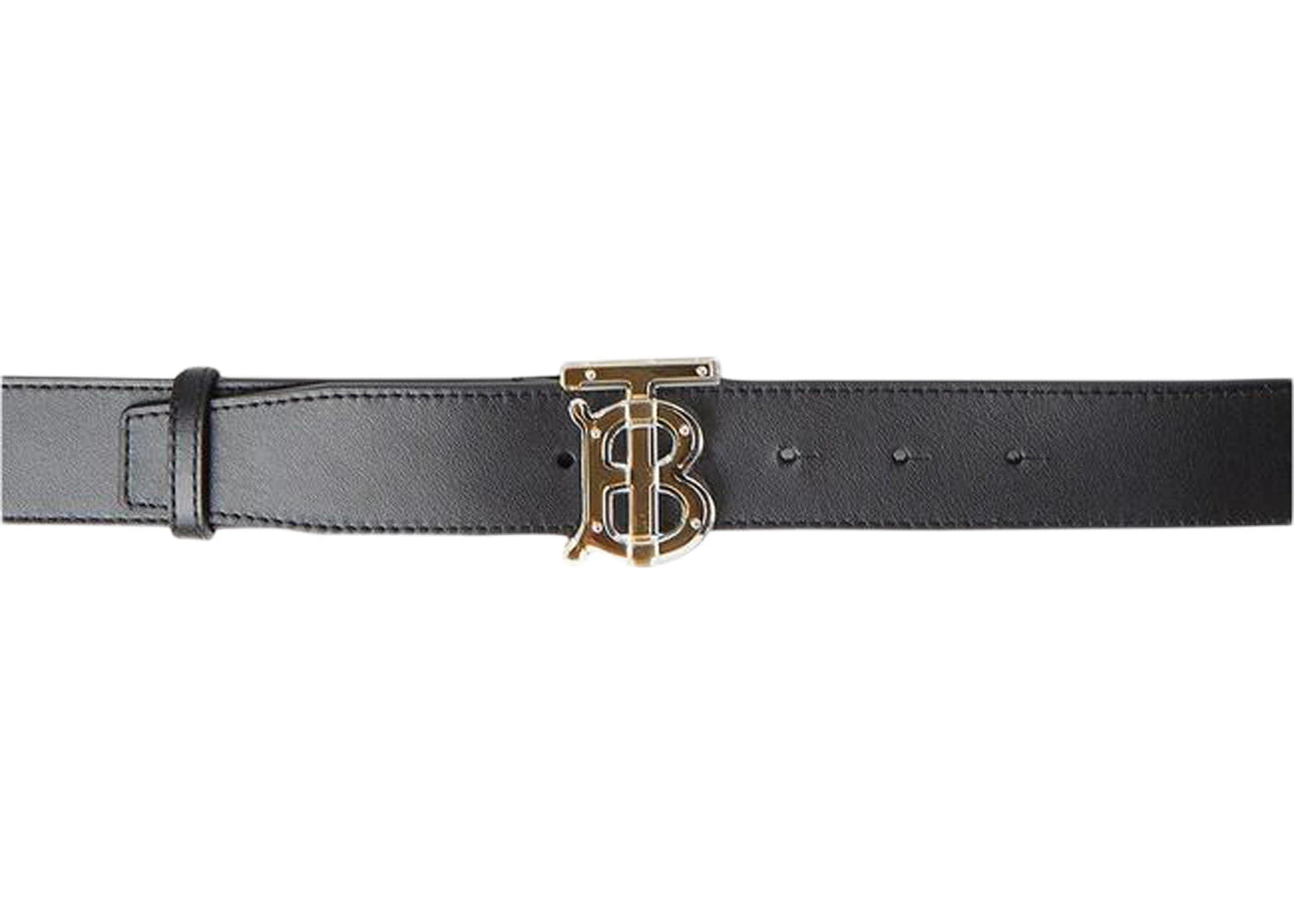 Burberry Plexi Monogram Motif Belt Leather Black/Gold-tone/Clear