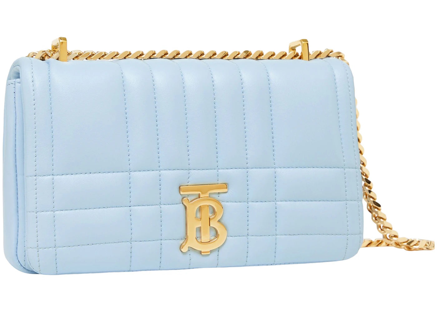 Burberry Quilted Leather Lola Bag Small Pale Blue