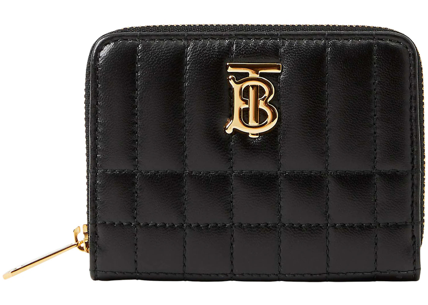 Burberry Quilted Leather Lola Zip Wallet Black /Light Gold
