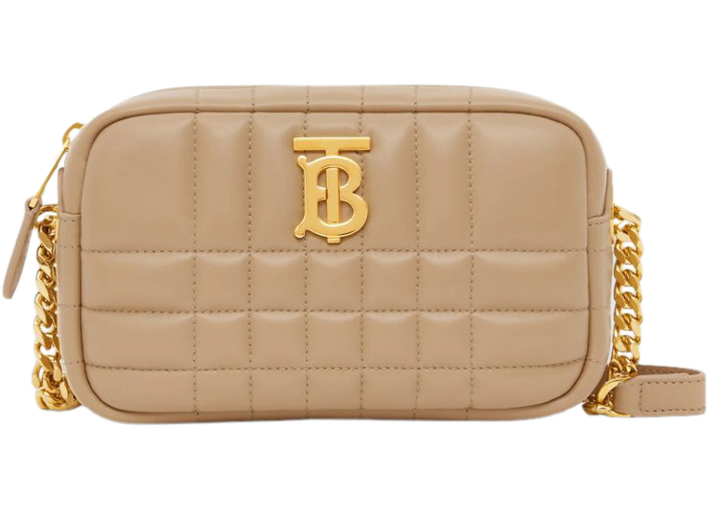 Burberry Quilted Leather Mini Lola Camera Bag Oat Beige/Gold-tone