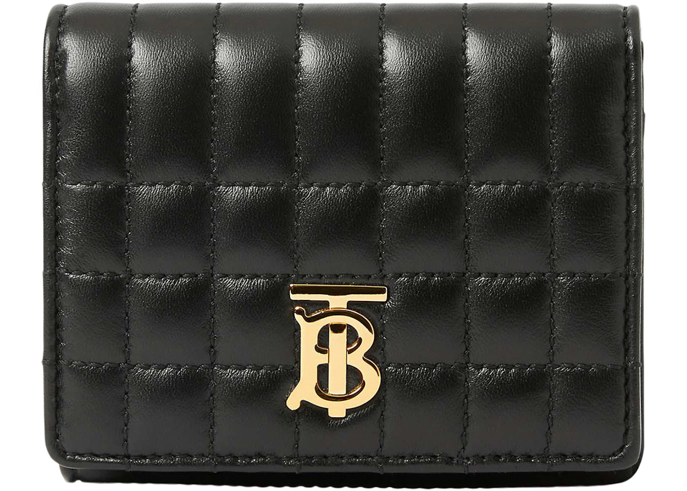 Burberry Quilted Leather Small Lola Folding Wallet Black /Light Gold