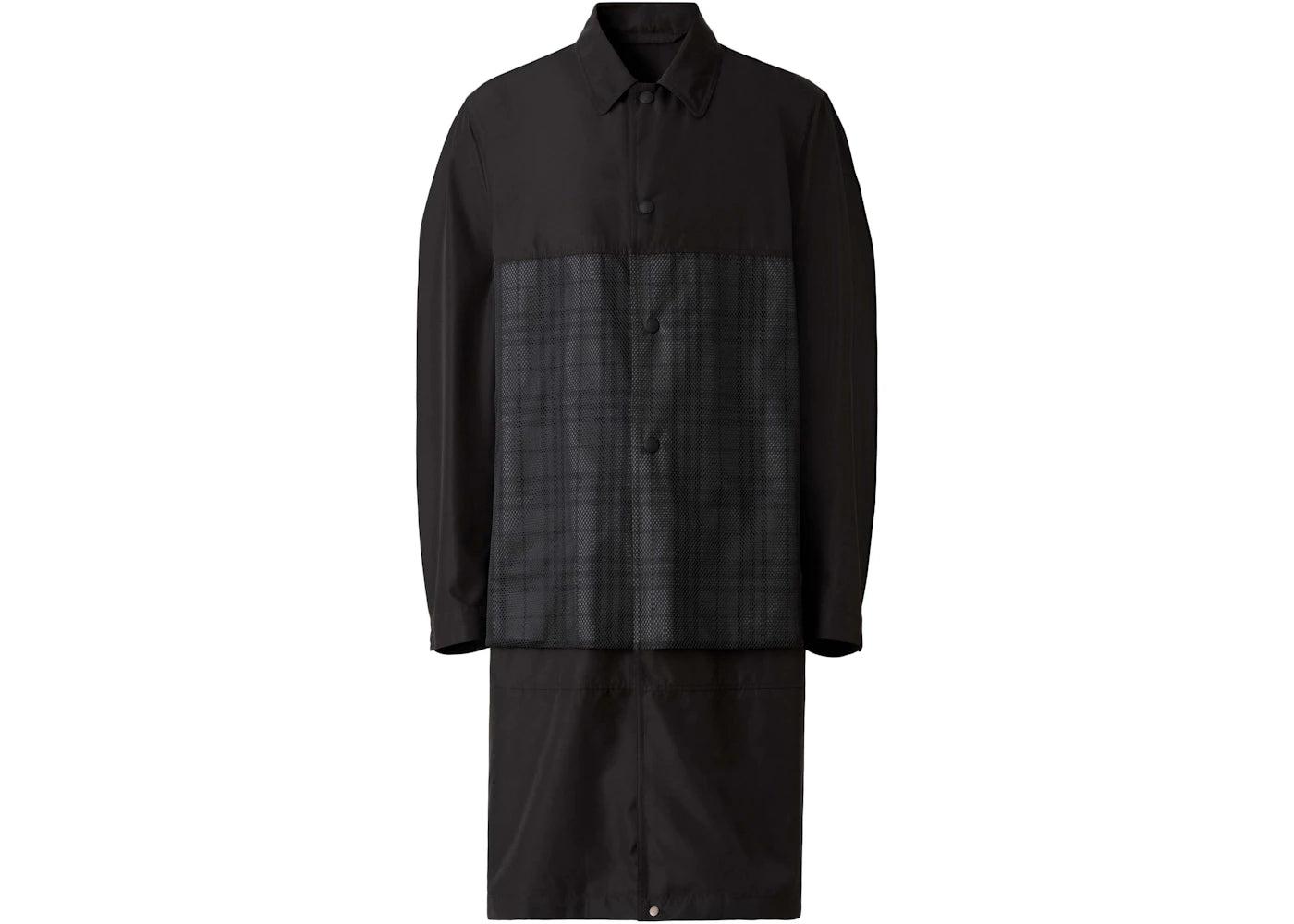 Burberry Reflective Check Panel Technical Car Coat Black