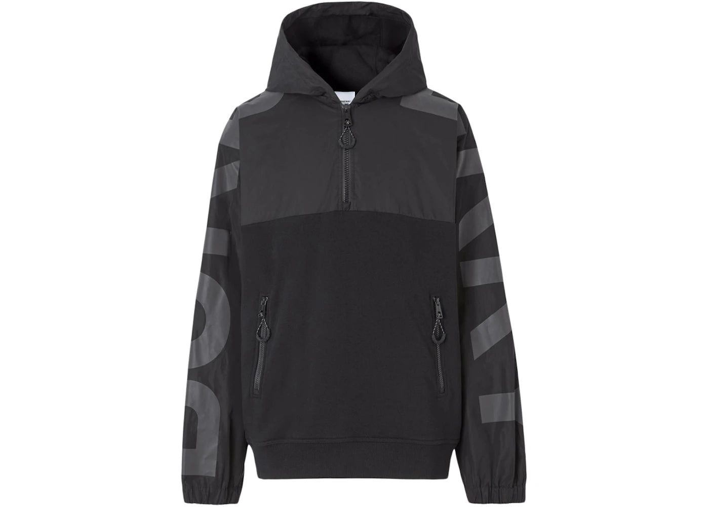 Burberry Reflective Logo Print Quarter-Zip Jacket Black