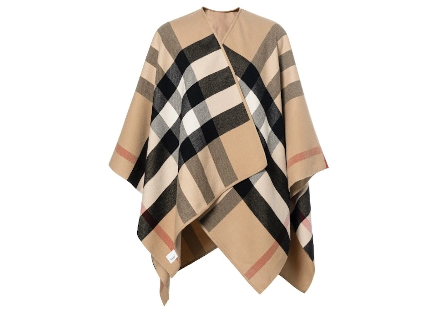 Burberry Reversible Check Merino Wool Poncho Camel/Archive Beige