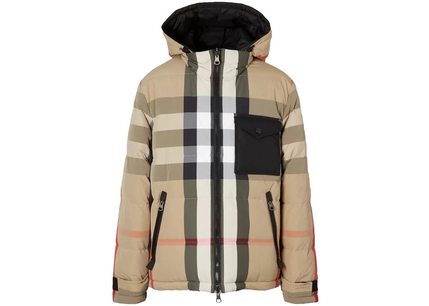 Burberry Reversible Check Nylon Puffer Jacket Black Archive Beige