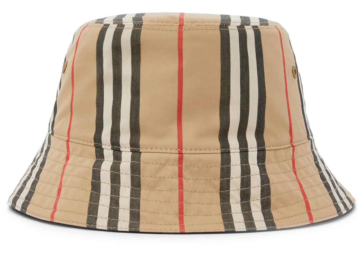 Burberry Reversible Icon Stripe Cotton Bucket Hat Archive Beige