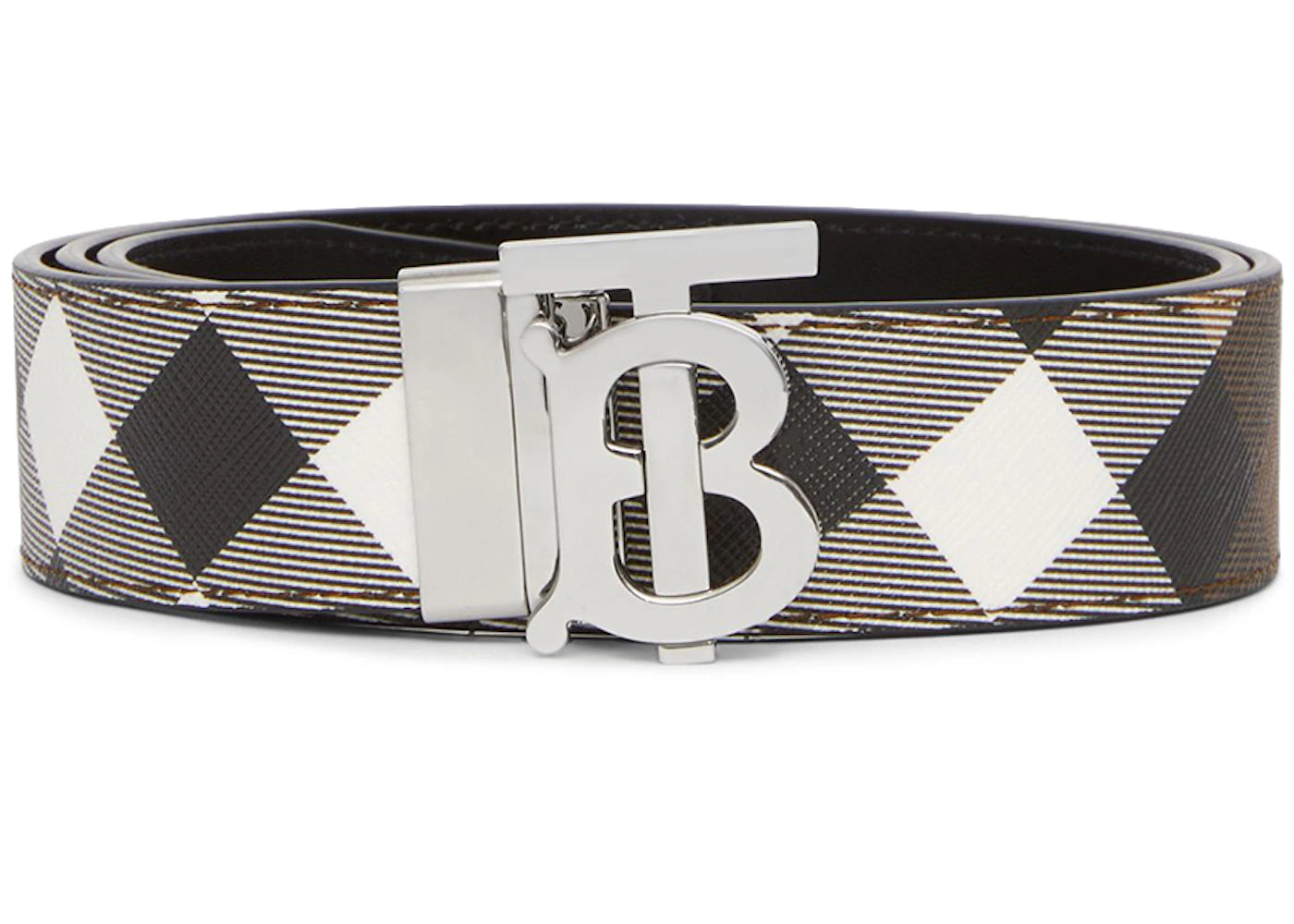 Burberry Reversible Monogram Motif Check Belt Dark Birch Brown