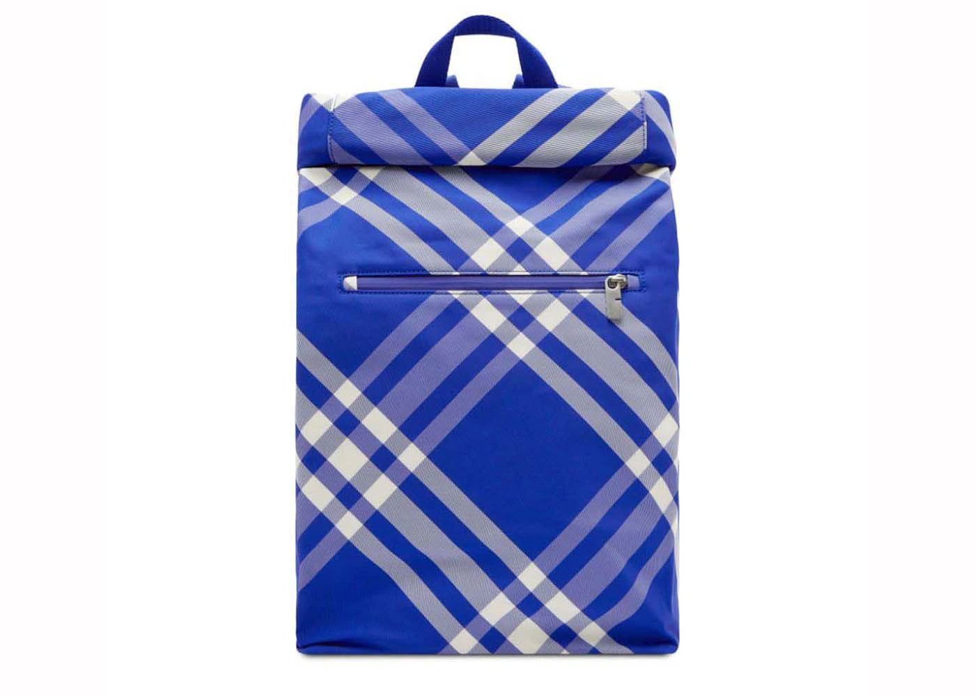 Burberry Roll Jacquard Checked Backpack Blue/White