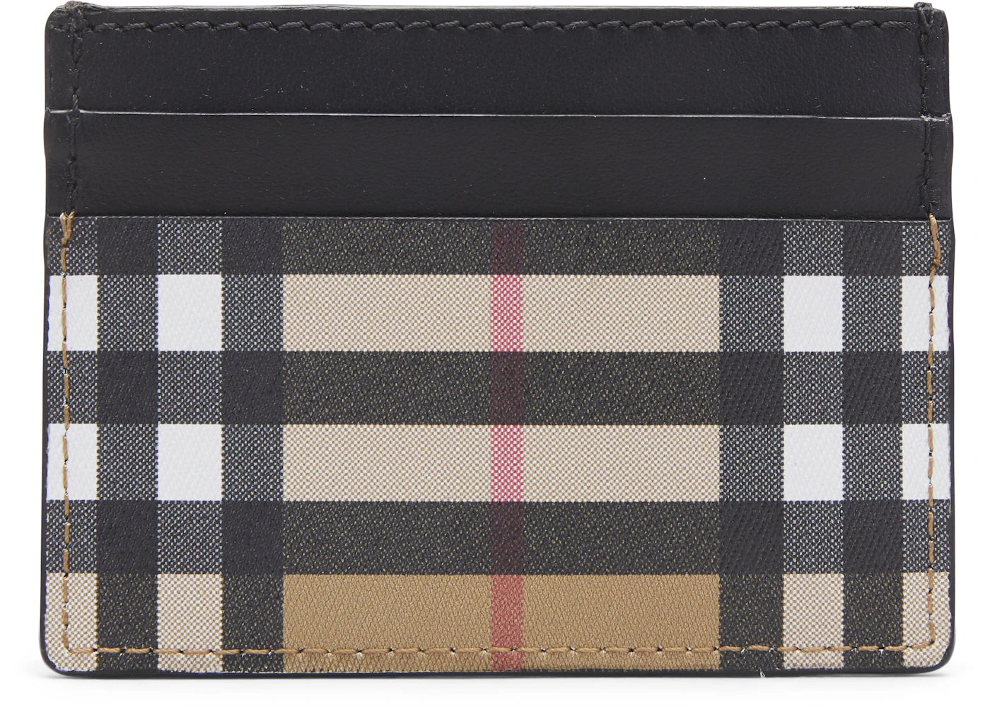 Burberry Vintage Check and Leather Card Case 4 Slot Black