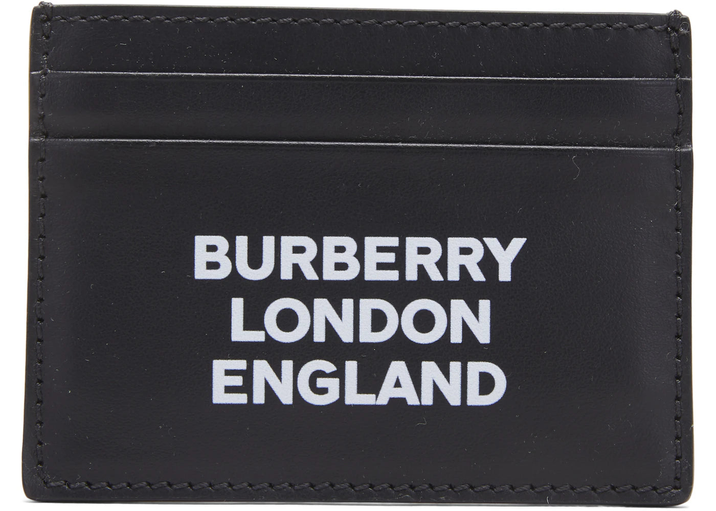 Burberry Logo Print Leather Card Case 4 Slot Black