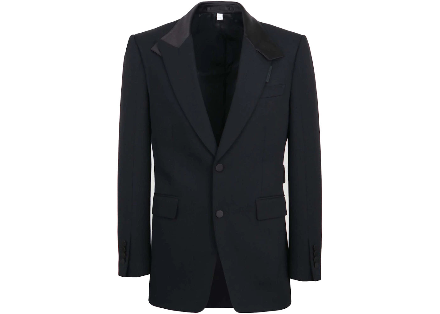 Burberry Satin Lapel Wool Tailored Jacket Black