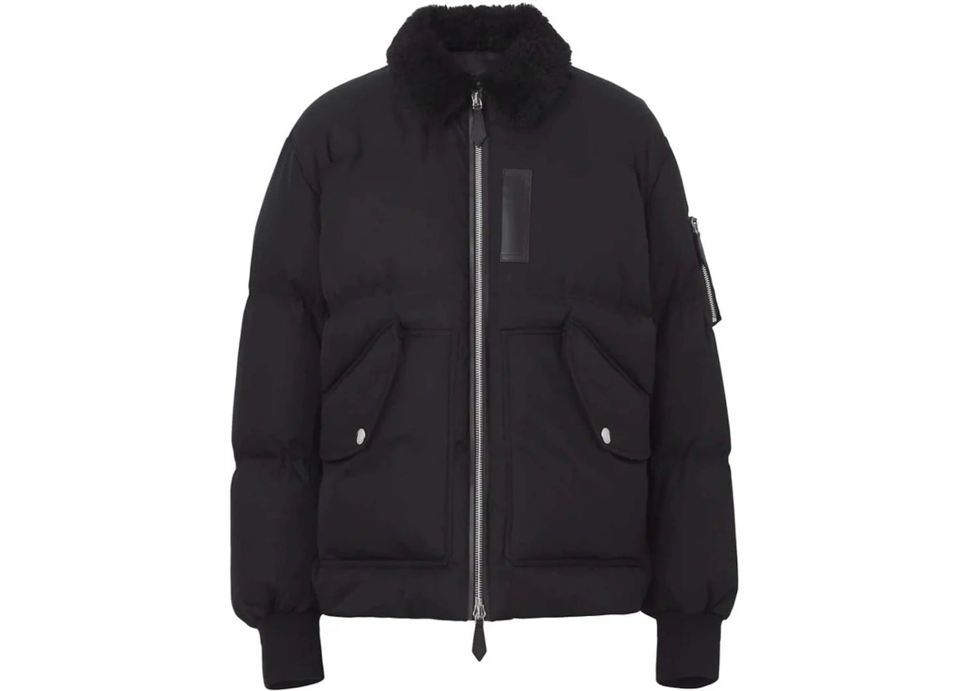 Burberry Shearling Collar Puffer Jacket Black