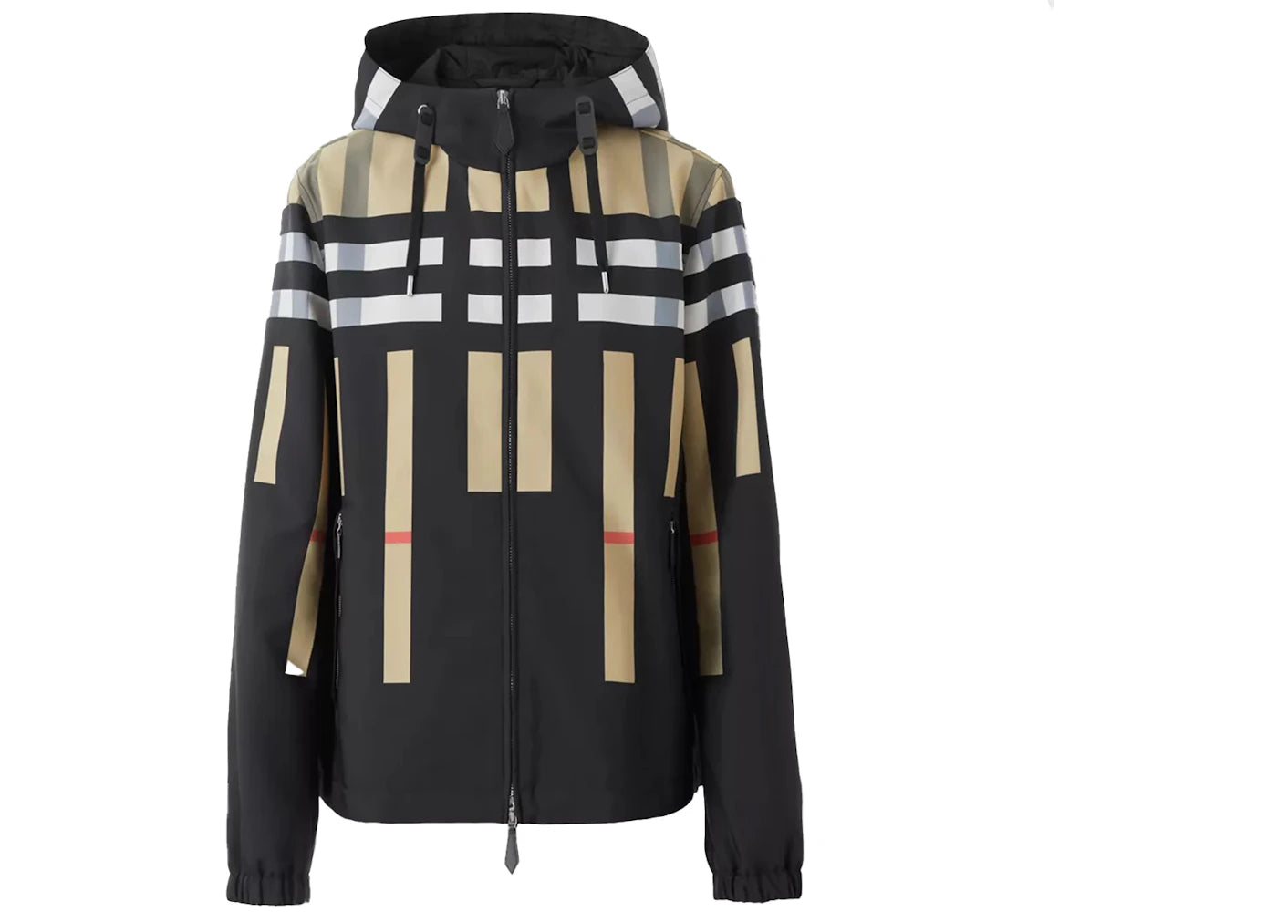 Burberry Sliced Check Nylon Hooded Jacket Archive Beige