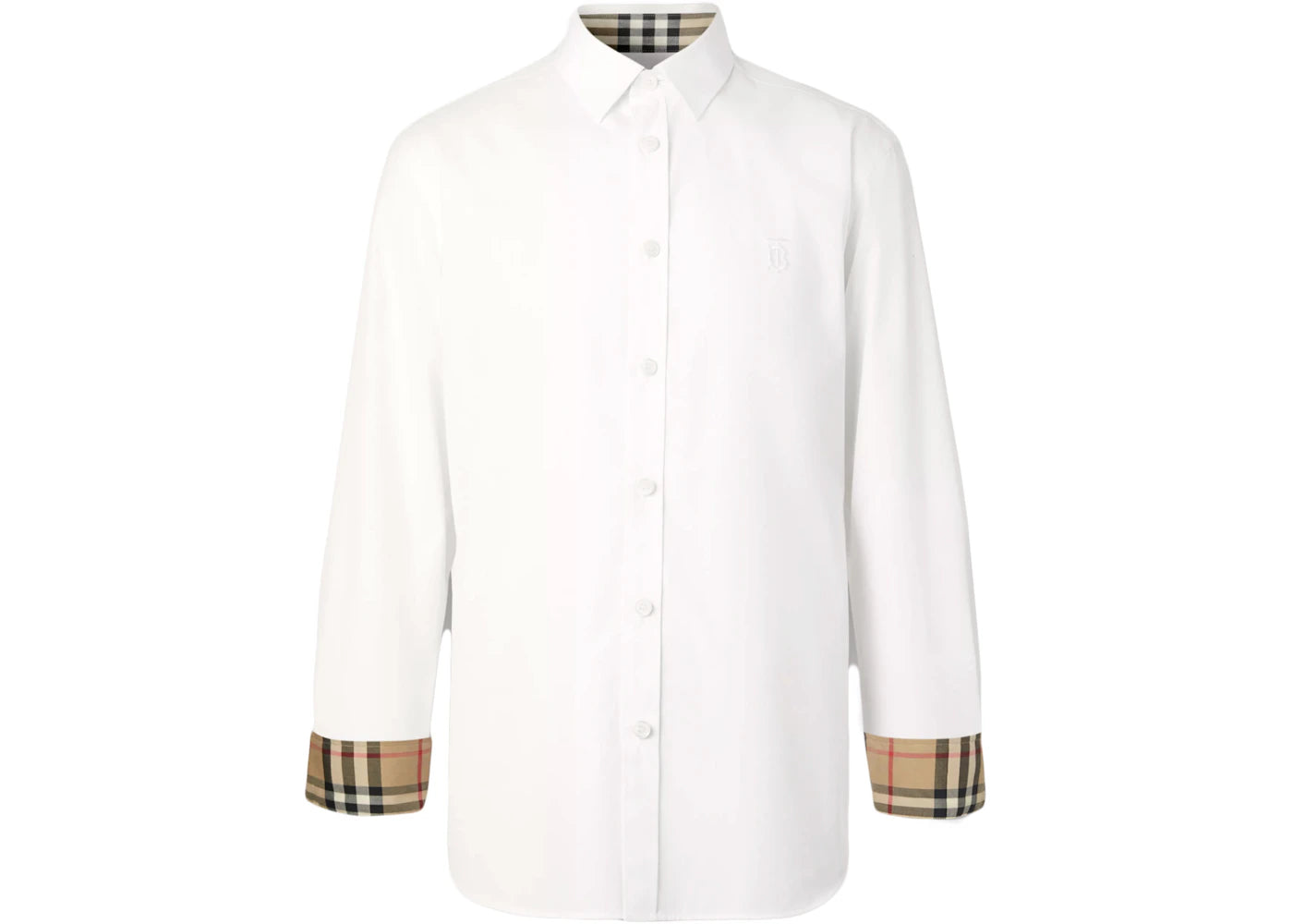 Burberry Slim Fit Monogram Motif Stretch Cotton Poplin Shirt White