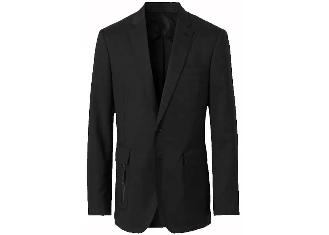 Burberry Slim Fit Zip Detail Wool Tailored Jacket Black