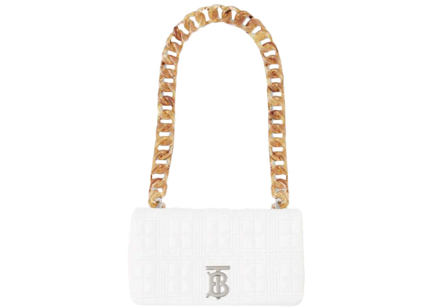 Burberry Small Lola Quilted Leather Shoulder Bag White