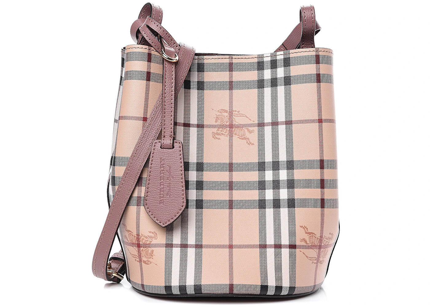 Burberry Small Lorne Haymarket Check Bucket Bag Light Elderberry