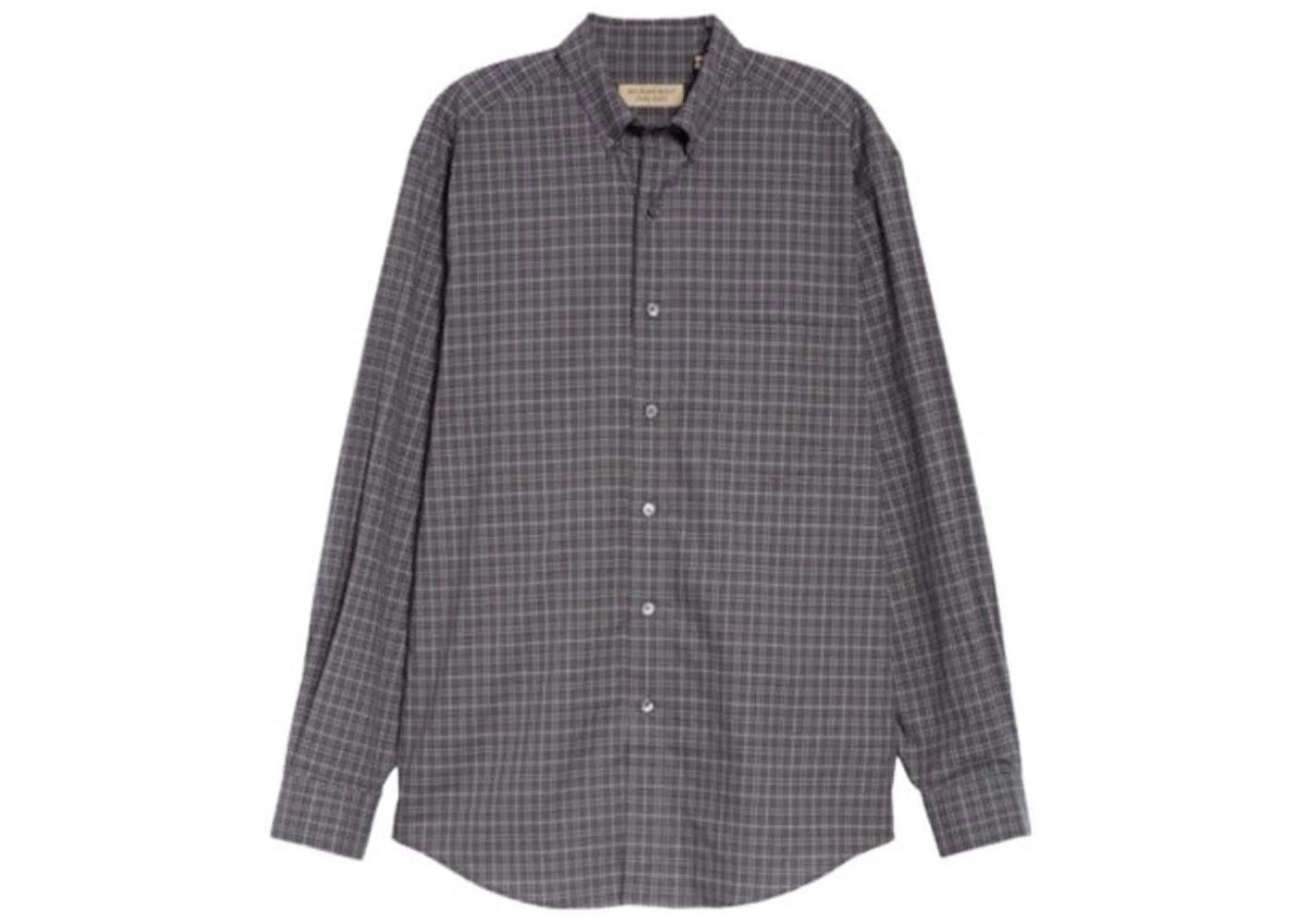 Burberry Small Scale Check Cotton Shirt Dark Grey