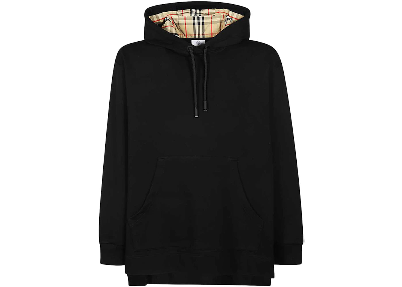 Burberry Stepped Hem Cotton Oversized Hoodie Black/Archive Beige