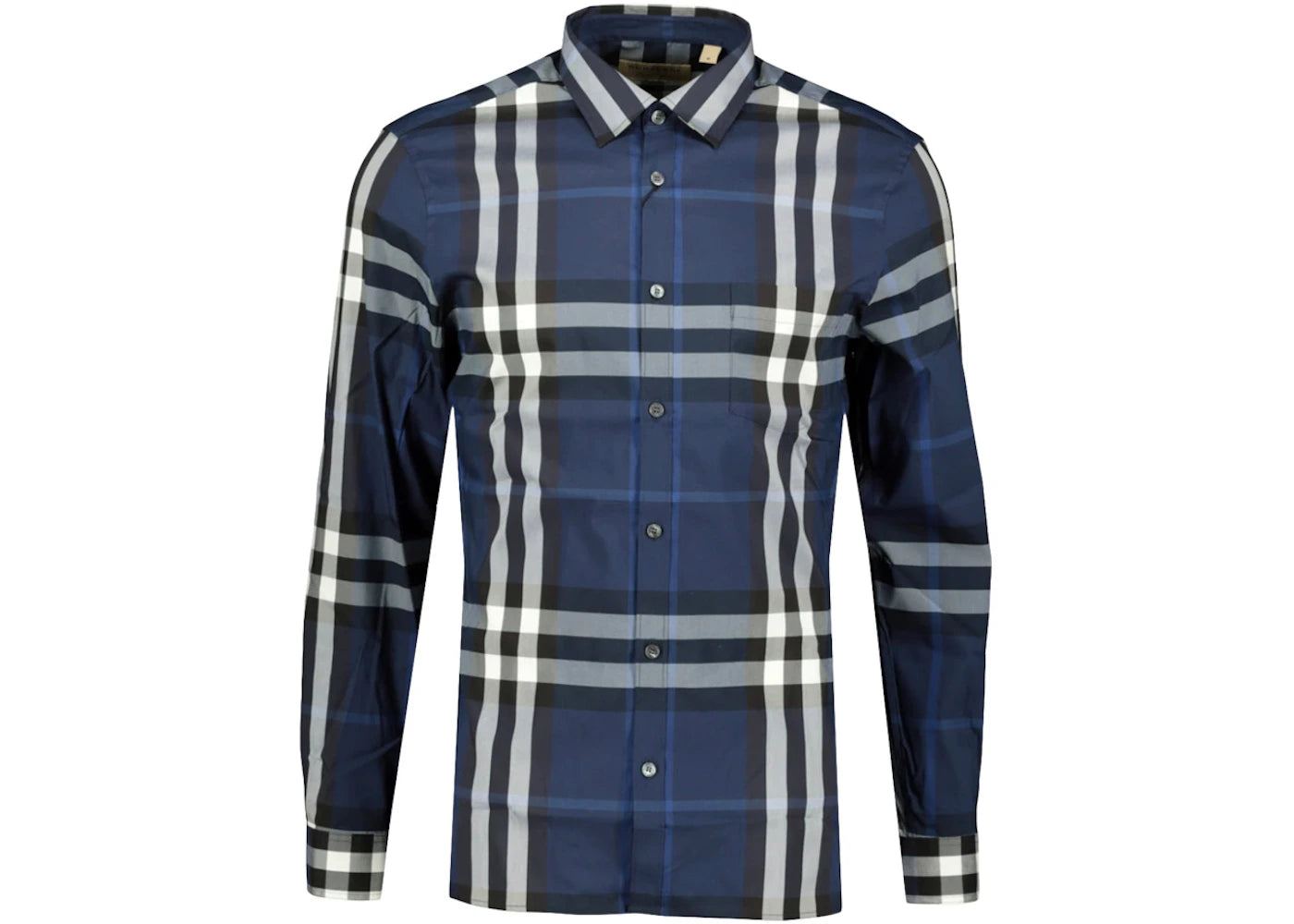 Burberry Stretch Cotton Poplin Shirt Navy White