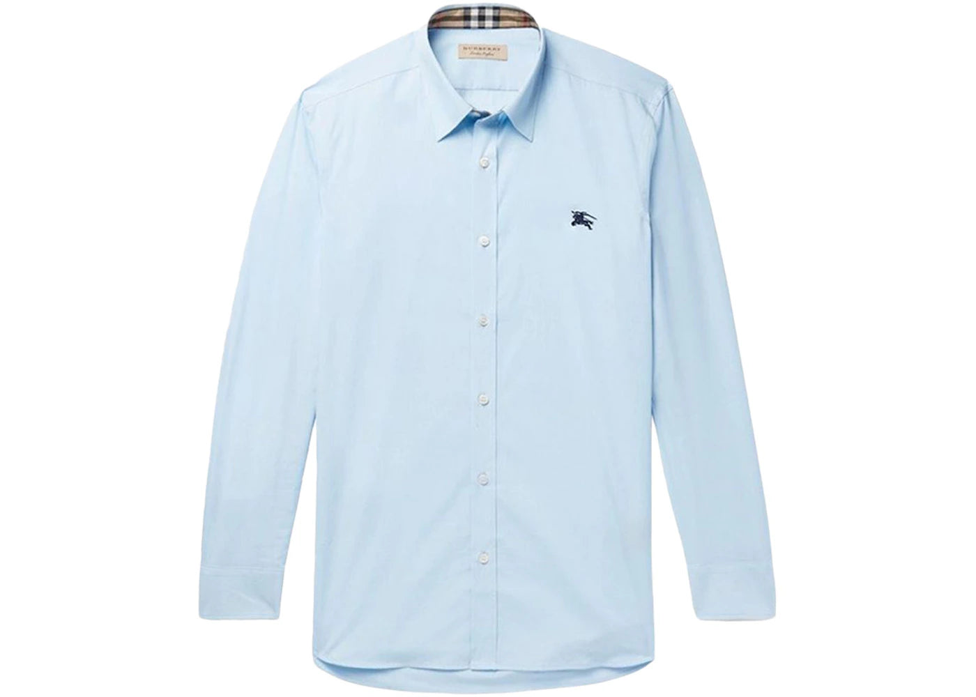 Burberry Stretch Cotton Poplin Shirt Sky Blue