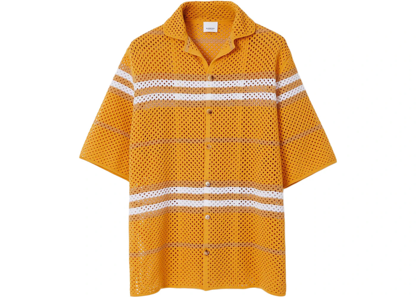 Burberry Stripe Pointelle Knit Oversized Shirt Orange