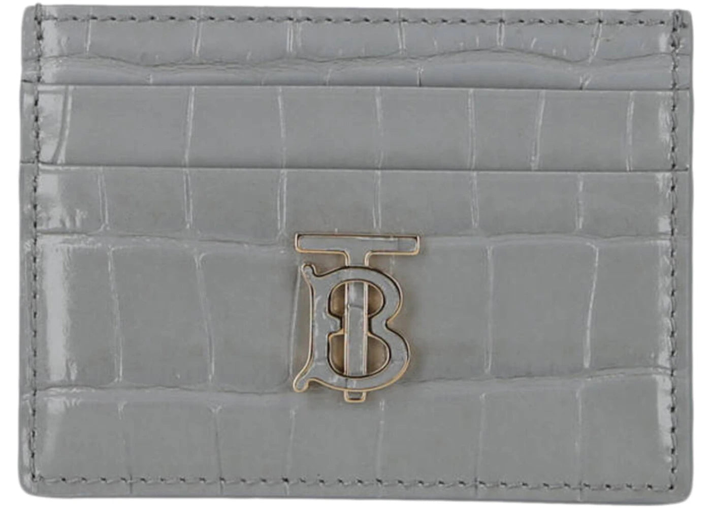 Burberry TB Croc-Embossed Card Holder Grey