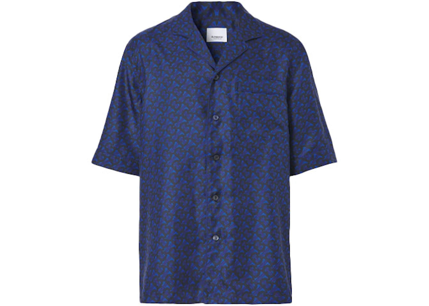 Burberry TB Monogram Print Silk Shirt Deep Royal Blue