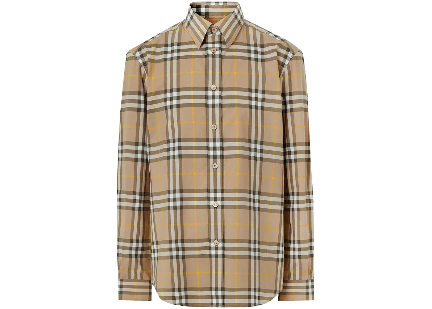 Burberry Tartan Motif Cotton Shirt Beige