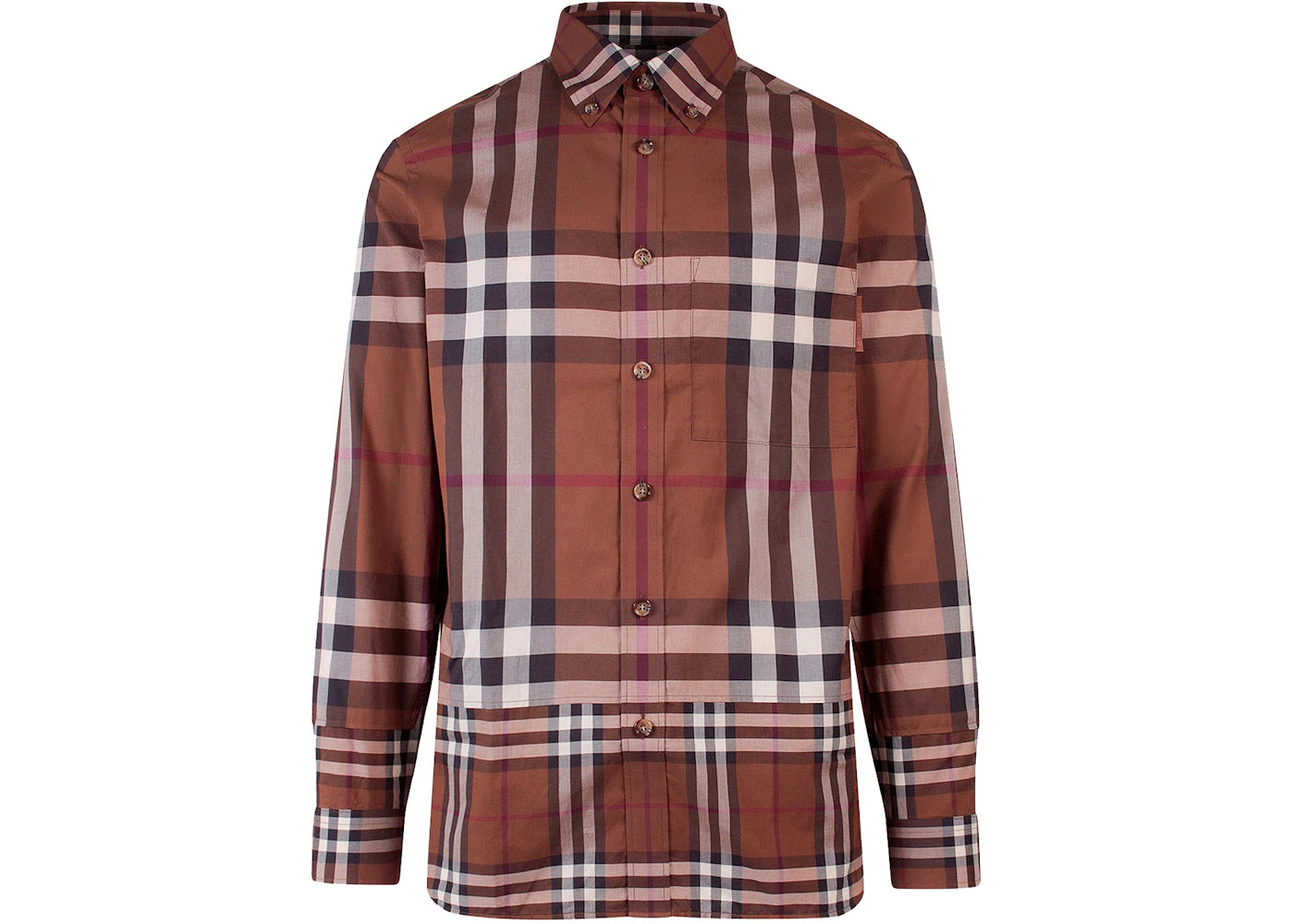 Burberry Tartan Motif Cotton Shirt Brown