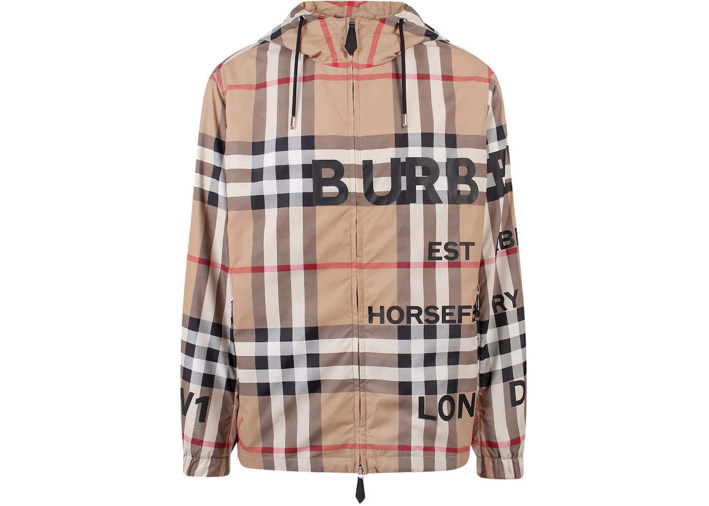 Burberry Tartan Motif Nylon Jacket Beige